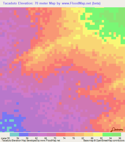 Tacaduto,Venezuela Elevation Map