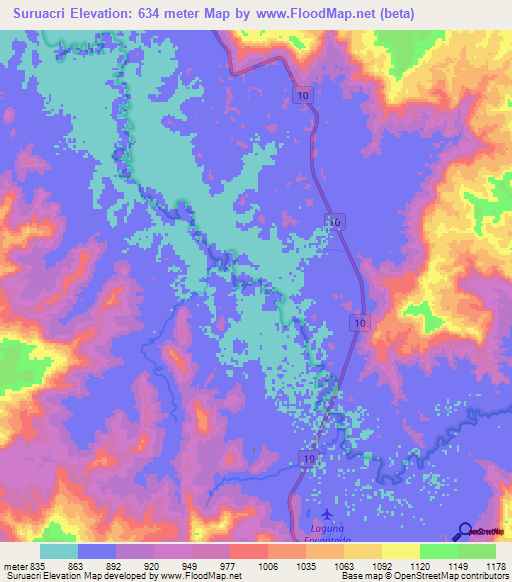 Suruacri,Venezuela Elevation Map