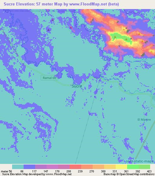 Sucre,Venezuela Elevation Map