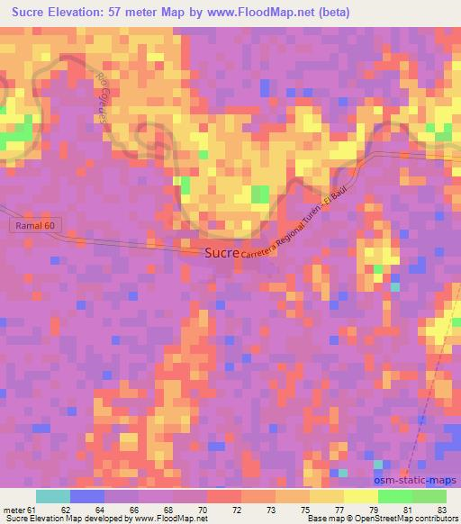 Sucre,Venezuela Elevation Map