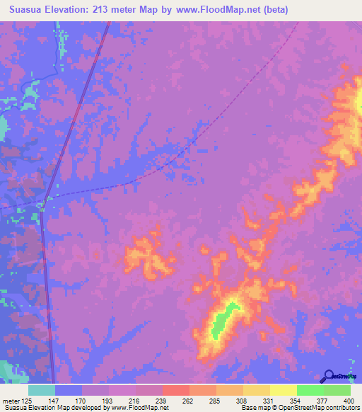 Suasua,Venezuela Elevation Map