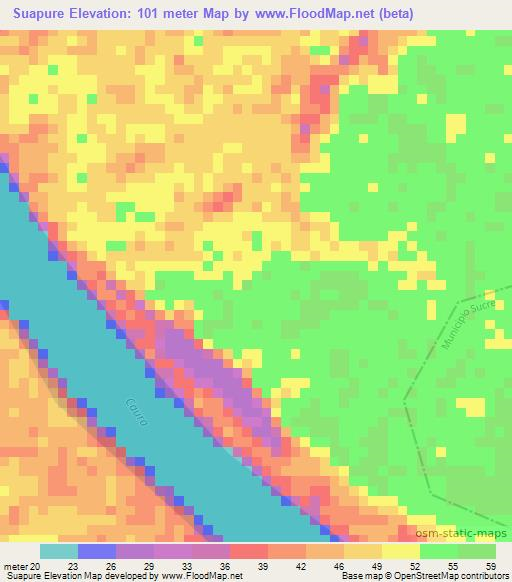 Suapure,Venezuela Elevation Map