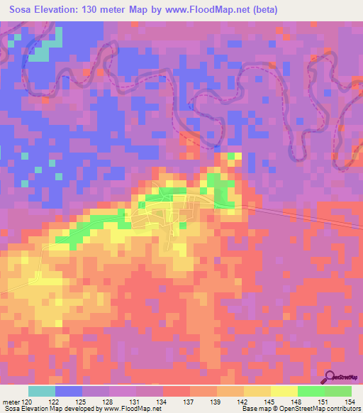 Sosa,Venezuela Elevation Map