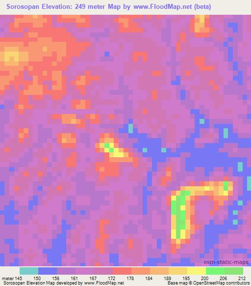 Sorosopan,Venezuela Elevation Map