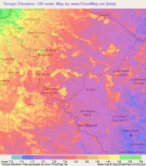 Soropo,Venezuela Elevation Map