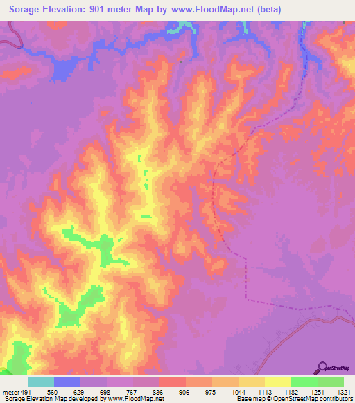 Sorage,Venezuela Elevation Map