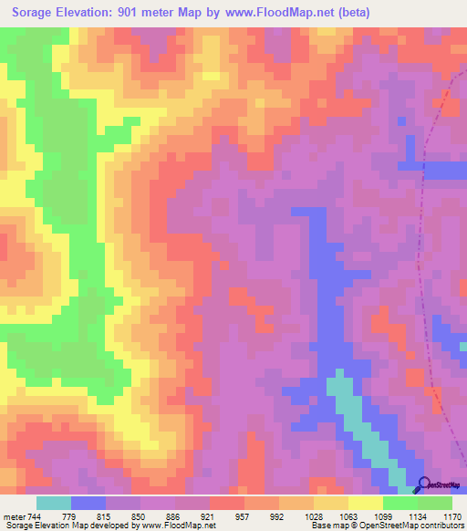 Sorage,Venezuela Elevation Map