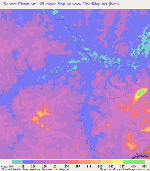 Sonora,Venezuela Elevation Map
