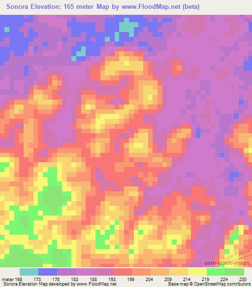 Sonora,Venezuela Elevation Map