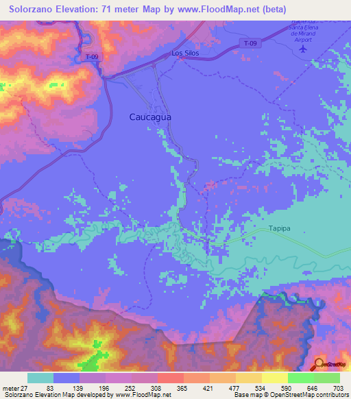 Solorzano,Venezuela Elevation Map