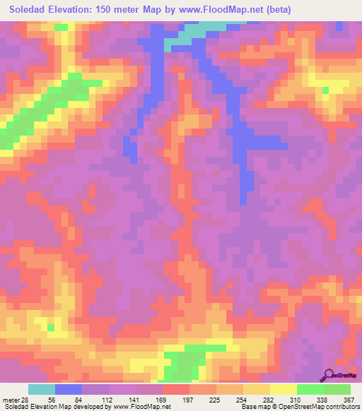 Soledad,Venezuela Elevation Map