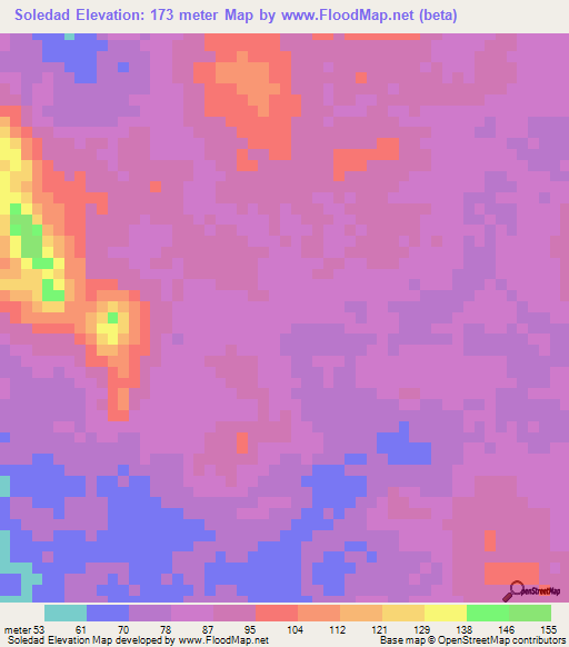 Soledad,Venezuela Elevation Map