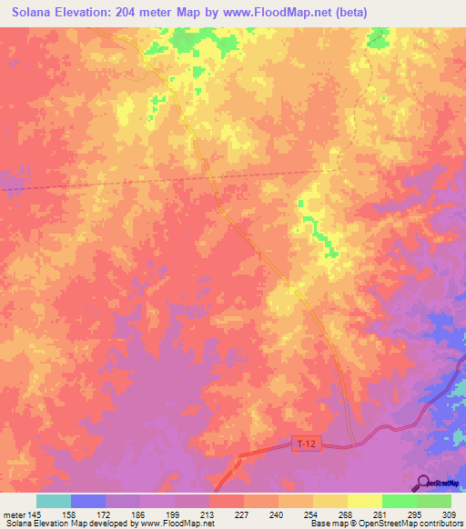 Solana,Venezuela Elevation Map