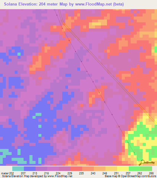 Solana,Venezuela Elevation Map