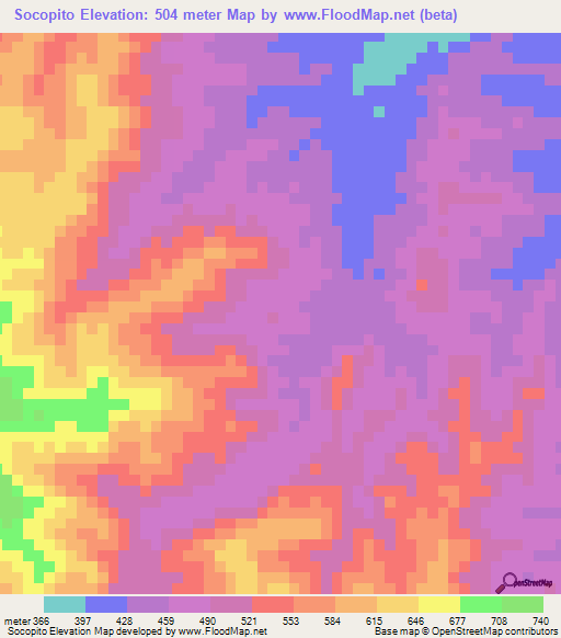 Socopito,Venezuela Elevation Map