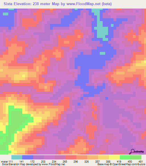 Sixta,Venezuela Elevation Map