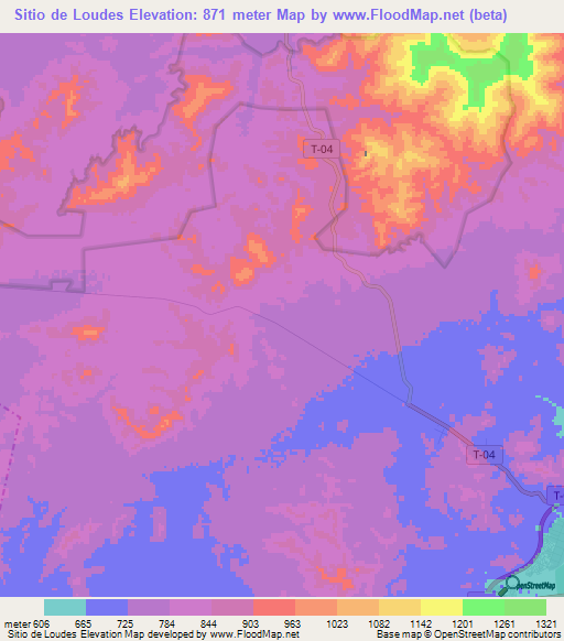 Sitio de Loudes,Venezuela Elevation Map