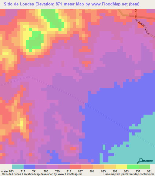 Sitio de Loudes,Venezuela Elevation Map