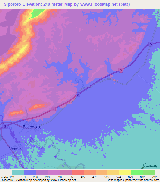 Sipororo,Venezuela Elevation Map