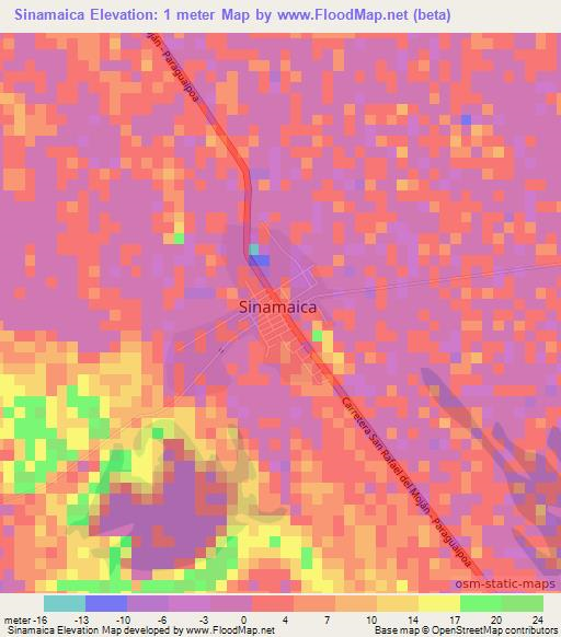 Sinamaica,Venezuela Elevation Map