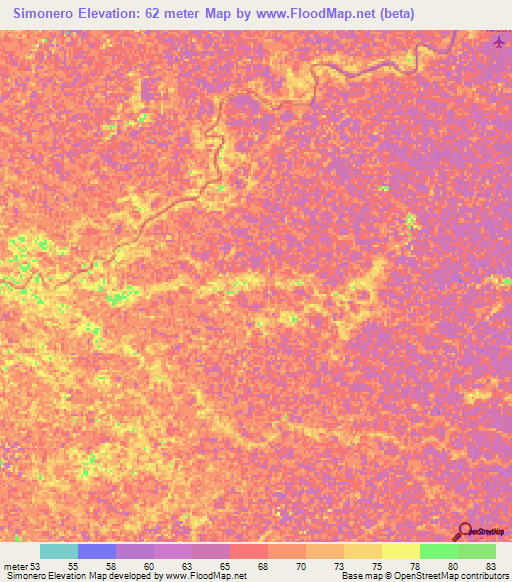 Simonero,Venezuela Elevation Map