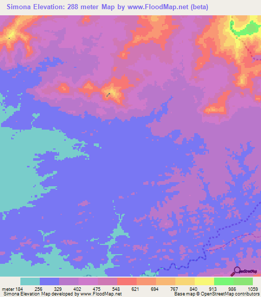 Simona,Venezuela Elevation Map