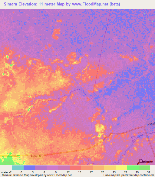 Simara,Venezuela Elevation Map