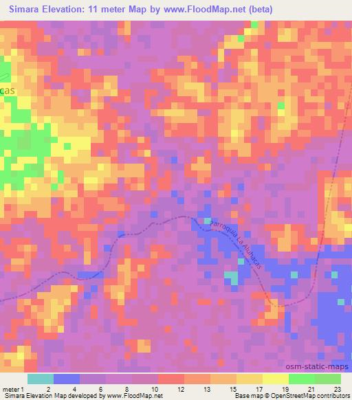 Simara,Venezuela Elevation Map