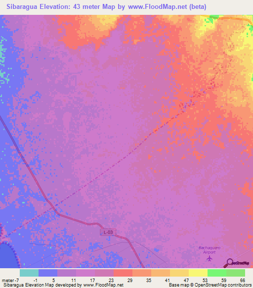 Sibaragua,Venezuela Elevation Map