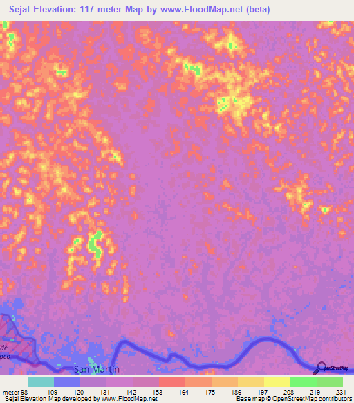 Sejal,Venezuela Elevation Map