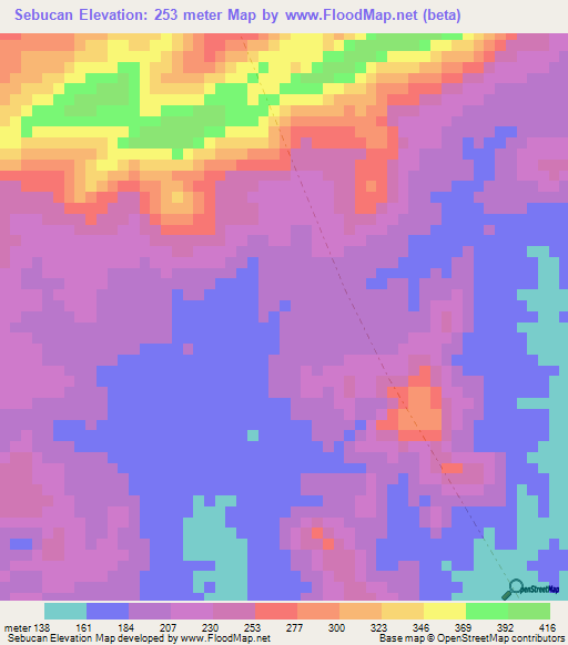 Sebucan,Venezuela Elevation Map