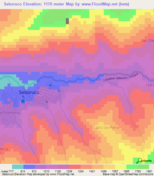 Seboruco,Venezuela Elevation Map