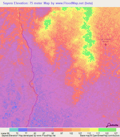 Sayera,Venezuela Elevation Map