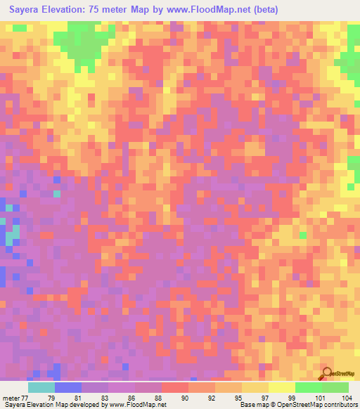 Sayera,Venezuela Elevation Map