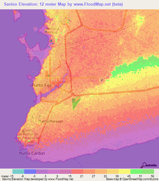 Savino,Venezuela Elevation Map