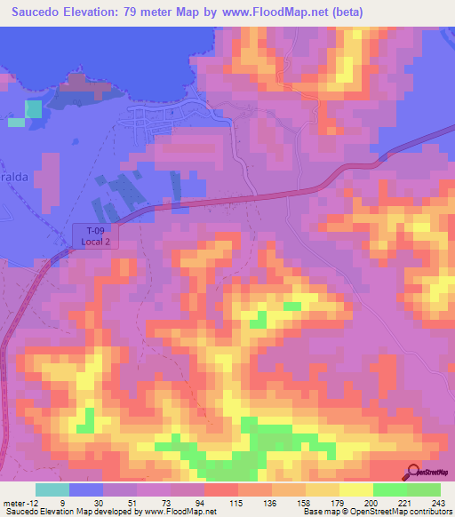Saucedo,Venezuela Elevation Map