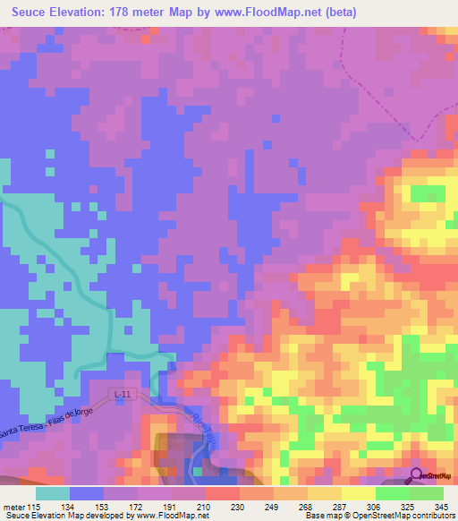 Seuce,Venezuela Elevation Map