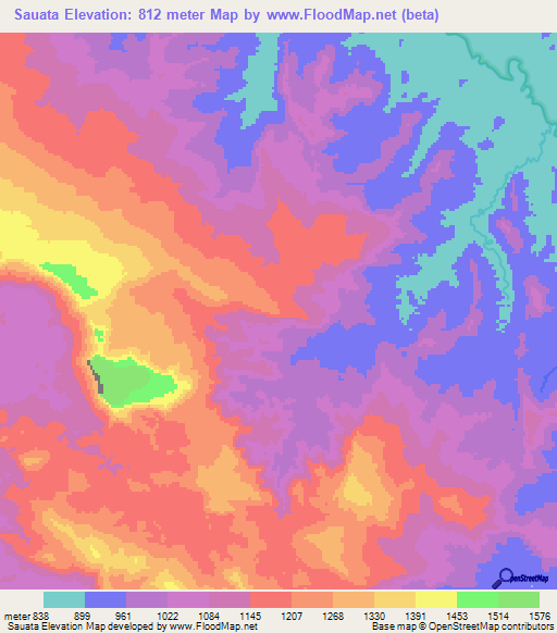 Sauata,Venezuela Elevation Map