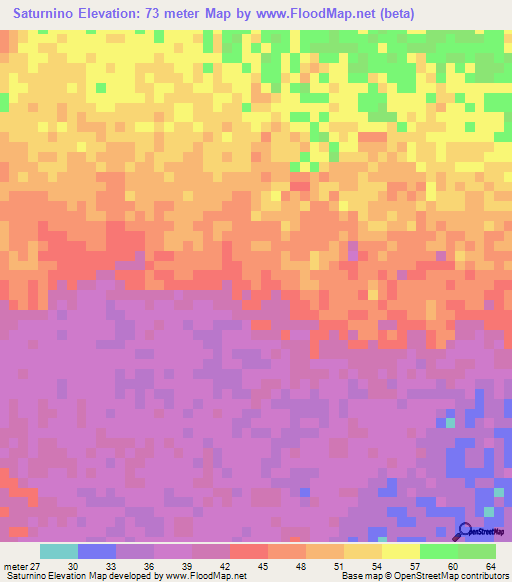 Saturnino,Venezuela Elevation Map