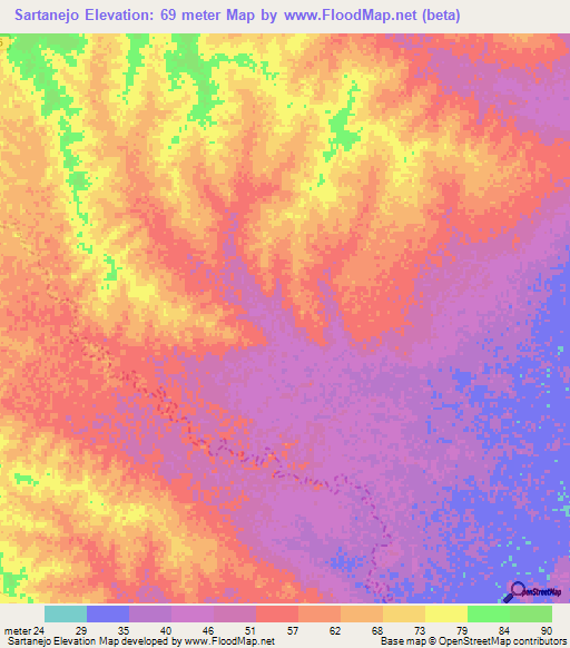 Sartanejo,Venezuela Elevation Map