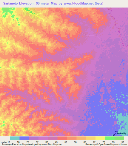 Sartanejo,Venezuela Elevation Map