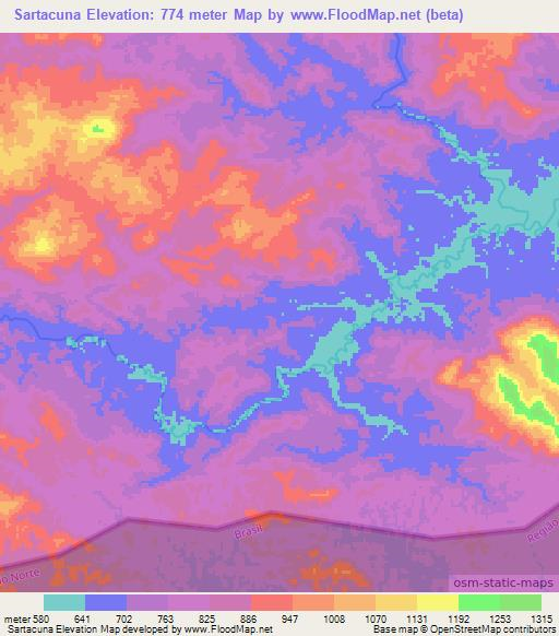Sartacuna,Venezuela Elevation Map