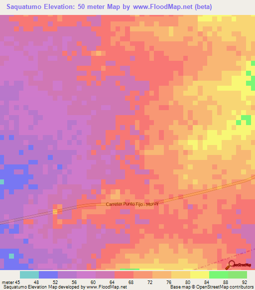 Saquatumo,Venezuela Elevation Map