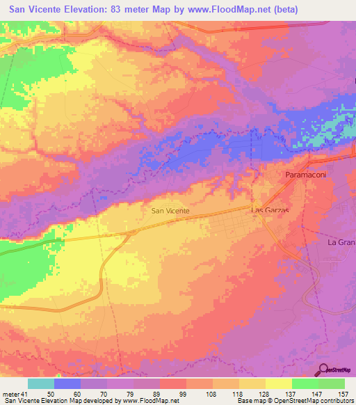 San Vicente,Venezuela Elevation Map