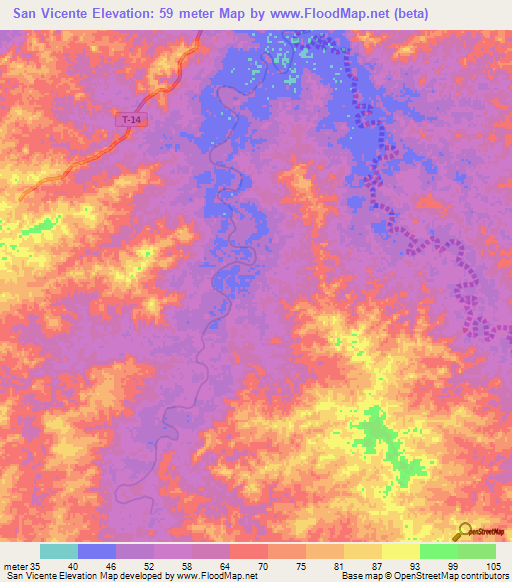 San Vicente,Venezuela Elevation Map