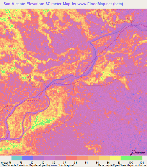 San Vicente,Venezuela Elevation Map