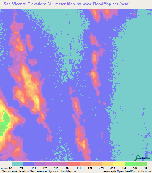 San Vicente,Venezuela Elevation Map