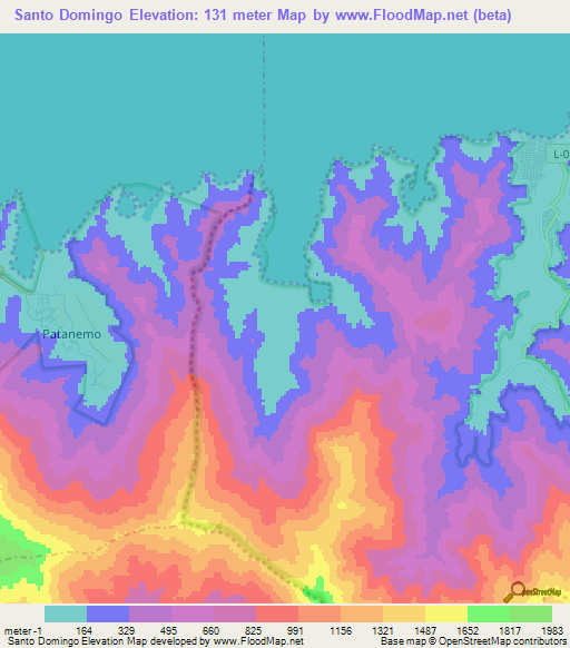 Santo Domingo,Venezuela Elevation Map