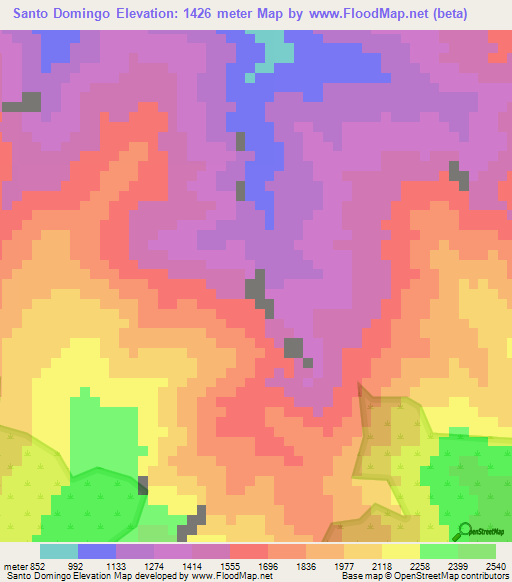 Santo Domingo,Venezuela Elevation Map