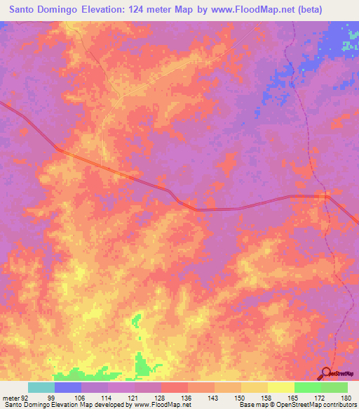 Santo Domingo,Venezuela Elevation Map